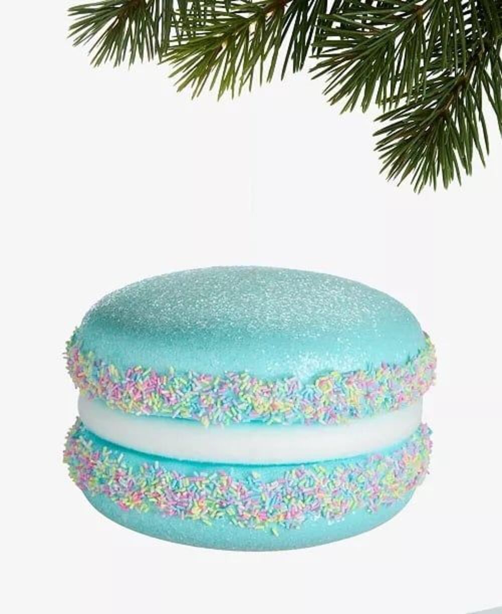 Macy’s Holiday Lane Sugar Plum Large Blue Macron With Sprinkles Ornament 6"